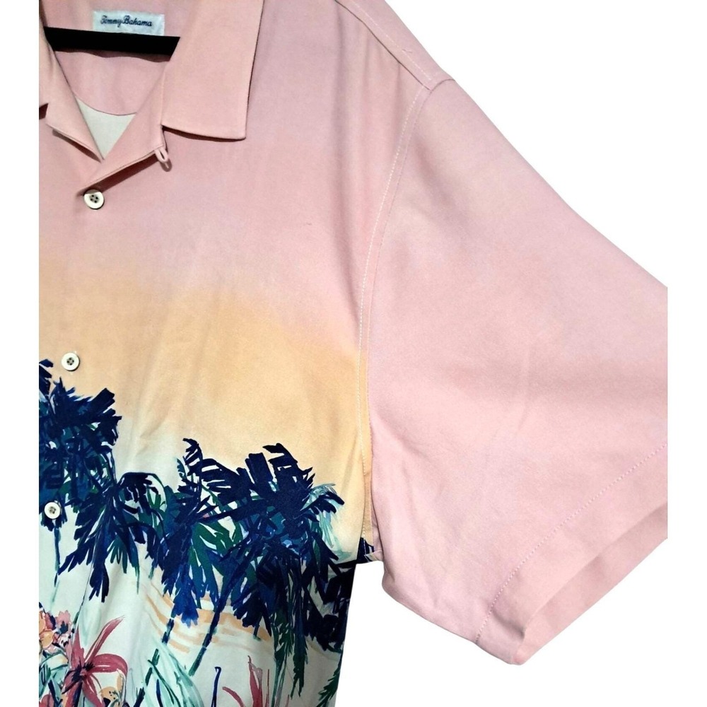 Tommy Bahama Camp Shirt Men XXL Pink Ombre Tropical Silk Floral ST326242 - Picture 8 of 13